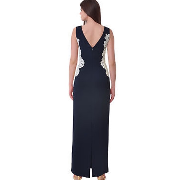 Lauren Ralph Lauren navy crepe & white lace dress - Picture 3 of 4